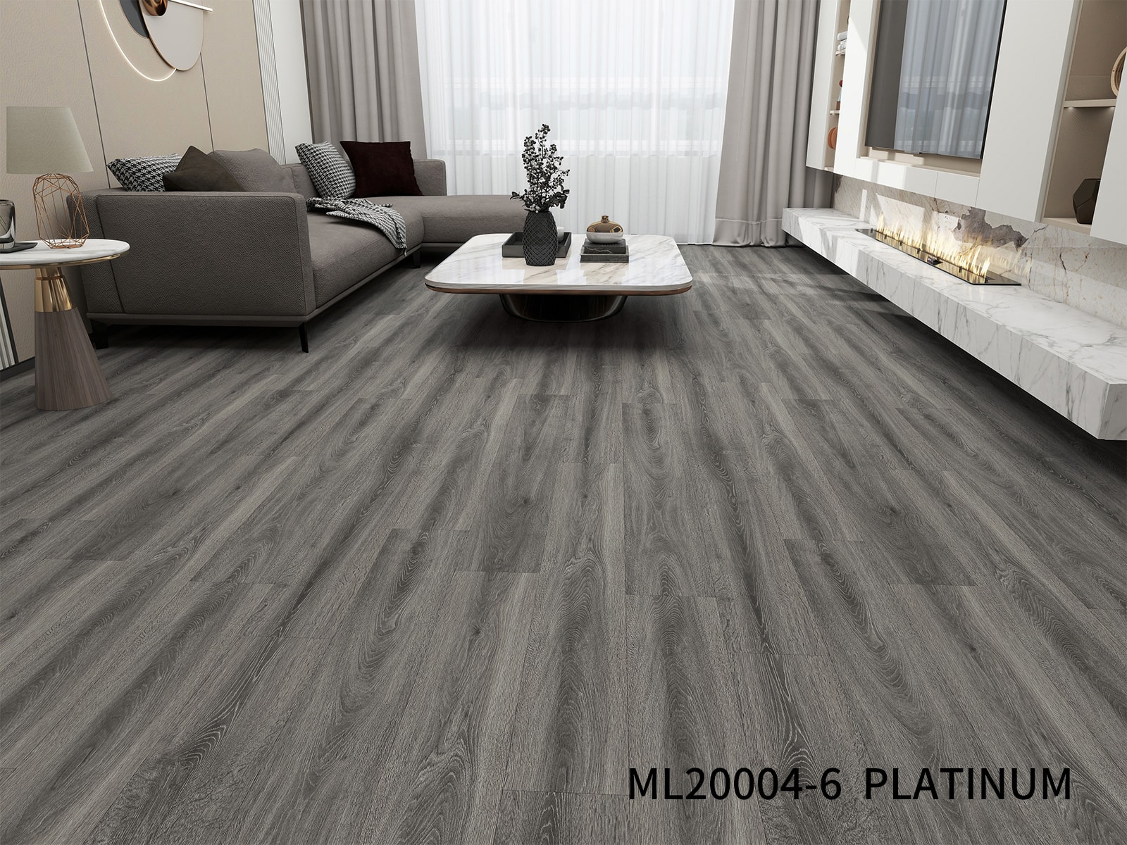 Partek Platinum luxury vinyl plank flooring in a styled room